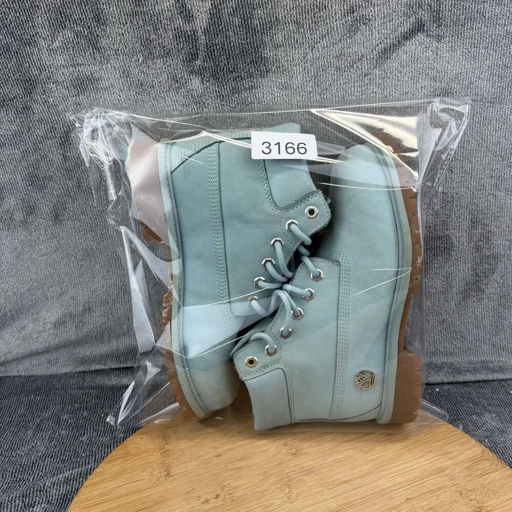 Timberland Nubuck Combat Boots Boys Size 3 Blue Ankle Lace Up Winter A1IHF